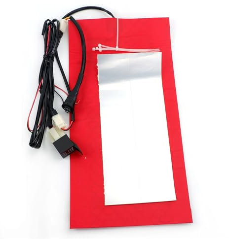 DowraP 12V Universal Carbon Fiber Seat Heater Cover Heating Pad For Motorcycle ATV UTV E-bike Scooter Waterproof Red Wire Harness