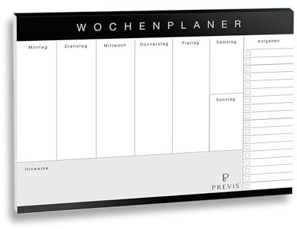 Previs Brand Wochenplaner Block A3 (30X40 CM) mit 50 Blättern und minimalistischem Design - Schreibtischunterlage Wochenplaner Beschreibbar
