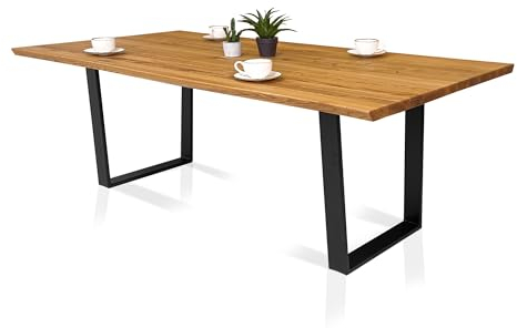 moebel-eins ODERON Esstisch aus Wildeiche, Material Massivholz/Metall schwarz matt, 220 x 100 cm