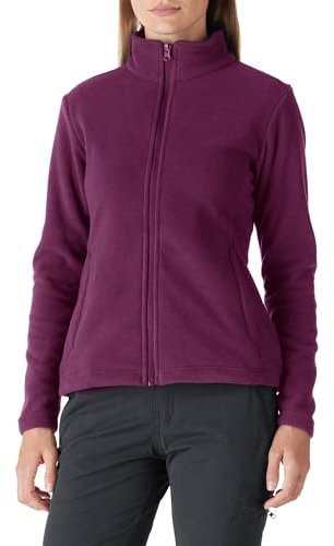 Outdoor Ventures Damen Fleecejacke mit Durchgehendem Reißverschluss Stehkragen Frauen Leichte Fleece Sweatjacke Warme Damenjacke für Laufen, Wandern und Freizeit Weinrot M
