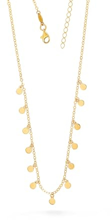 JC Trauringe Gold Anhänger Platten + Kette in Echt 585 Gold klassische, schlichte Plättchen Halskette Ankerkette Goldanhänger Sets Goldschmuck Damen Schmuck in Gelbgold inkl. Schmucketui 8615