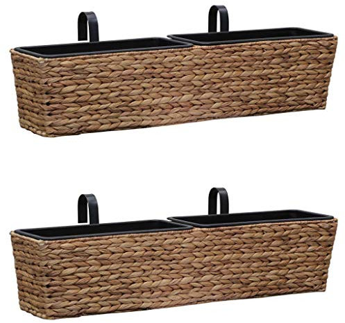 Cosisti Jardinières Balcon 2 pcs Jardinière Suspendue Pot de Fleurs jardinieres Exterieur Balcon Bac à Fleurs Extérieur Jacinthe d'eau-Marron Clair-Type 2