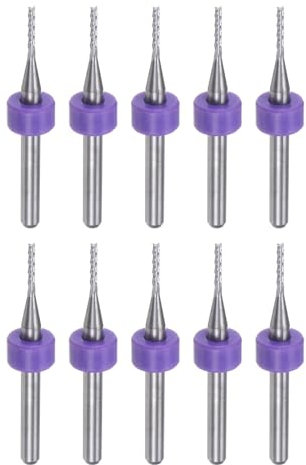 sourcing map 10pcs End Mill Bits 1.2mm Solid Carbide CNC Router Bits Engraving Cutter Tools for PCB Circuit Board Milling Machine Wood Carving, 1/8 Straight Shank