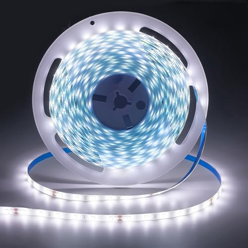 iNextStation 24V LED Streifen Kaltweiß, 10M/600 LEDs SMD 2835 Schneidbar LED Strip IP65 Wasserdichtes Selbstklebend LED Leiste Band für DIY Innen Küche Weihnachten Deko, Kein Netzteil/Stecker