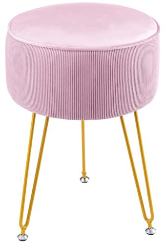 Youyijia Dressing Table Stool, Round Vanity Stool, Stool Chair for Dressing Table, Comfortable Padded Makeup Stool for Bedroom Living Room, Pink