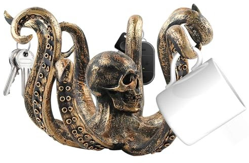 Oktopus-Tassenhalter, Vintage-Totenkopf-Harz, Oktopus-Statue, Teetassenhalter für Küche, Schmuckhalter, Couchtisch-Dekoration