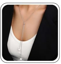 Cybche Boho Tropfen Y Lariat Silber Perlenanhänger Halskette Verstellbar Lange Perlenkette Schmuck Für Frauen