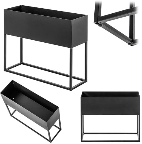 KADAX Ampia fioriera in acciaio nero, supporto per fiori per interni ed esterni, aiuola, vaso per fiori, fioriera (altezza 50 cm)
