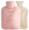 Homealexa Wärmflasche mit weichem Bezug 2L, Premium Naturkautschuk,Sicher und Langlebig Wärmeflasche für Familie (Rosa, 2L)