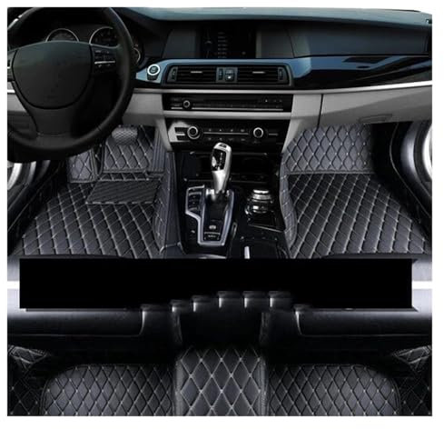 Fußmatten Auto-Fußmatten für Hyundai i20 GB IB für MK2 2014-2019 Rutschfester Luxus-Lederteppich Anti-Schmutz-Pad Automatte komplettes Set Allwetterfußmatten(LHD Black Beige)