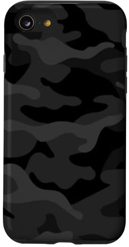 Schwarz Camo Militär Muster Camouflage Polizei Urban Night Hülle für iPhone SE (2020) / 7 / 8