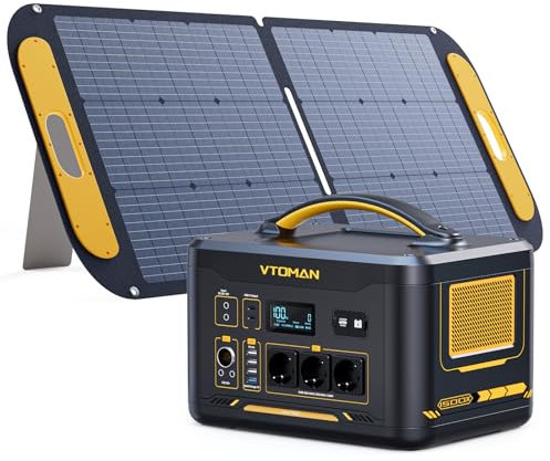 VTOMAN Jump 1500X Station électrique Portable avec 110W Panneau Solaire - 1500W/828Wh Generateur Electrique Portable LiFePO4 Batterie Générateur, PD 100W Typ-C Sortie/USB QC 3.0 Sortie, pour Camping
