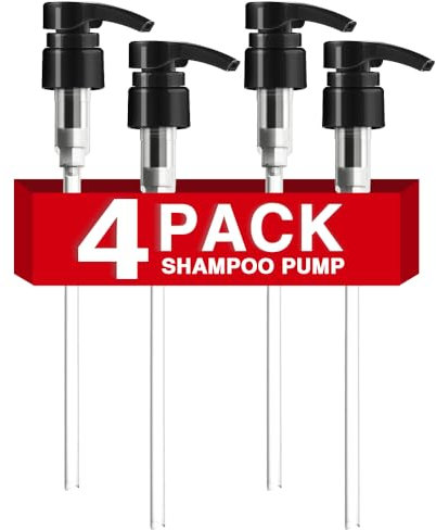Shampoo-Pumpe für Shampoo und Conditioner, Pumpspender passend für die meisten Salon-Markenflaschen mit 2,5 cm breiter Öffnung, schwarze Ersatzpumpe für Haarprodukte, Duschgel, Lotion, Gel, 4 Stück