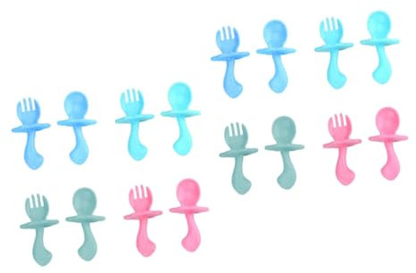 IWOWHERO 8sätze Teiliger Besteckset Aus Hochwertigen Materialien Löffel Und Für Selbstständiges Ergonomisches Design Leicht Zu Reinigen Pastellfarben Lake Macaron Blau