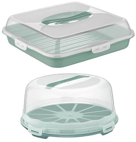 BORNOVA Set de Transport pour Gâteaux et Pâtisseries - Boite Rond et Rectangulaire, Gateau Transportable