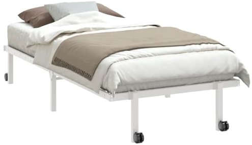 vidaXL Bettgestell ohne Matratze Klappbar Weiß 90x190 cm Stahl, Bettrahmen, Bett, Bettrahmen klappbar, Metallbett, Bettgestell klappbar