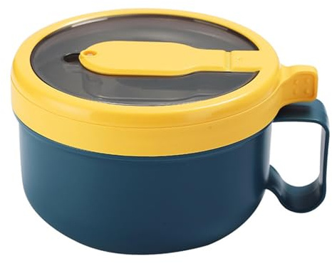 sporful Bol à ramen avec couvercle et poignée - 850 ml - Bols à soupe thaïlandaise Udon - Bols à salade et céréales pour cuisine, randonnée, bureau, maison, voyage - Bleu