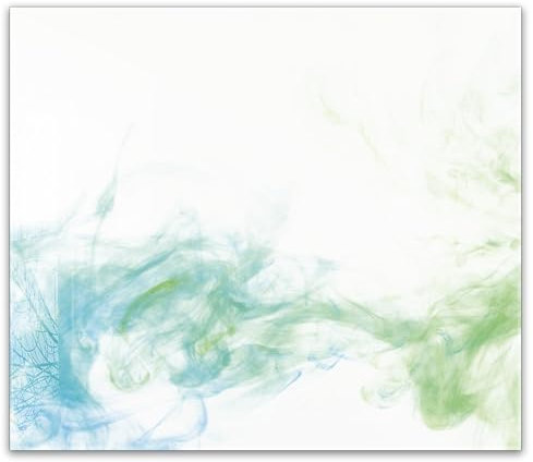 Küchenbild aus Acrylglas modernes Wandbild Glasbild Deko Küche XXL Bild wie Glas | 60x52cm Abstrakte Kunst – Farbige Rauchwolken, Blau & Grün