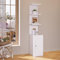 SONNI Standregal, Bücherregal, 3-stufiges mit Schrankfach, Schminkkommode, Regal, Küchenregal, 160 cm hoch, frei stehend für Kosmetik, Bücher, Ideal für Wohnzimmer, Bad & Office, Weiß, 30x40x160cm