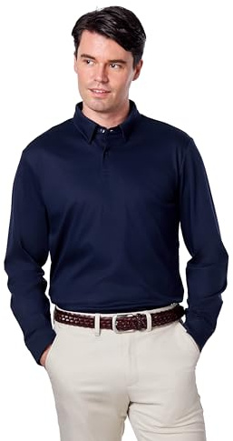 Xposed Mens Mercerised Cotton Polo Shirt Long Sleeve Collar Regular Fit Smart Formal Golf Top