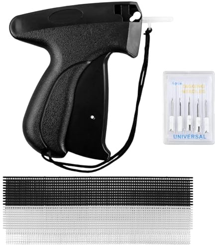 Pistola Etiquetadora, Pistola de Etiquetas para Ropa, Máquina de Etiquetar con 5 Agujas de Repuesto y 5000 Púas de Estándar, pistola Etiquetadora Manual Textil para Fijación Textiles, Jeans, Sombreros