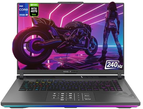 ASUS ROG Strix 16 Gaming Laptop, Intel Core i9-14900HX, 64 GB DDR5 RAM, 4 TB PCIe SSD, 16 WUXGA (1920x1200) IPS 165 Hz Display, Nvidia GeForce RTX 4070, QWERTZ RGB Tastatur, Windows 11 Home, Grau