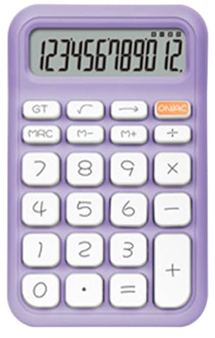Taschenrechner, ABS Simple Basic Office 12-stelliger tragbarer Desktop-Rechner mit großem LCD-Display für das Büro (Lila)