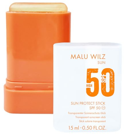 MALU WILZ SUN PROTECT STICK SPF 50 – Transparenter Sonnenschutz für Gesicht & Körper, vegan & korallenfreundlich, feuchtigkeitsspendend mit Sonnenblumenöl & Vitamin E, für alle Hauttypen