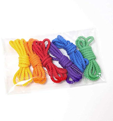 Grimm's Multicolor Baumwolle Schnüre für Fädelspiele, 6 Stück à 80 cm