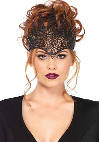 shoperama Krone aus Latex von Leg Avenue Königin Halloween Evl Queen Damen Kostümzubehör Tiara, Farbe:Schwarz