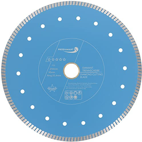 PRODIAMANT F33 Profi Diamant Trennscheibe 250mm für Granit & Naturstein | Präzisionsschnitte | Bohrung 30mm mit Distanzring | Ideal für Fliesen & Keramik