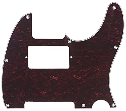 Musiclily 8 Löcher Humbucker Tele Pickguard Gitarre Schlagbrett für Fender American/Mexican Standard Telecaster Modern Style E-Gitarre,4 lagig Red Tortoise