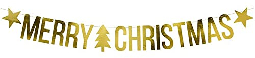 Schriftzug Banner Merry Christmas Gold metallic 10,5x150cm GRL53-019M