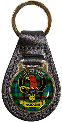 I LUV LTD Leather Key Fob Scottish Clan Crest Nicholson Scottish Made