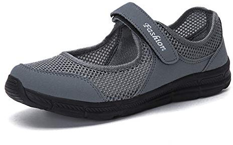 Kimily-UK Mujer Plataforma Zapatillas Respirable Moda cómodos Mocasines Deportes Casual Verano Sandalias Antideslizantes Fitness Correr Calzado Deportivo Zapatilla Malla Plataforma Gris Negro Rojo