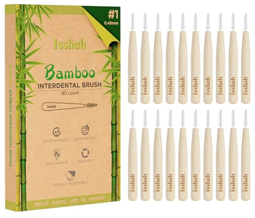 Isshah Brosses interdentaires biodégradables avec manche en bambou pour nettoyer les dents Size 1 (0.45mm)