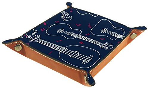 ZORE_FINE5 Faltbare Rolling Dice Games Tray Leather Square Jewelry Trays & Watch, key, coin, candy Storage Box Hawaiian Ukulele Outline Pattern