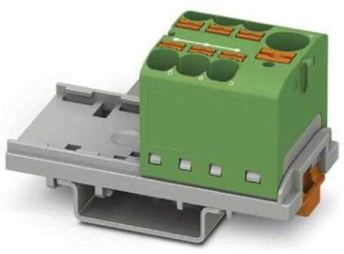 PHOENIX CONTACT PTFIX 10/6X4-NS35 GN Verteilerblock, 800 V, 63 A, Anzahl der Anschlüsse 7, Querschnitt 0,2 mm²-6 mm², AWG 24-10, Breite 28,6 mm, Grün, 8 Stück