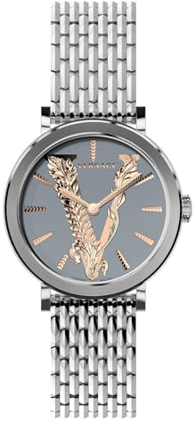 Versace - Damen-Armbanduhr Quarz Mode Armband und Gehäuse aus Edelstahl Farbe Grau Analoges Zifferblatt Grau - VERI00620