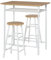 HOMCOM Bartisch Set Bartisch mit 2 Barhockern Essgruppe Küchentisch mit Lagerregal Esstisch für Esszimmer, Küche, Weiß