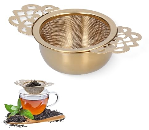 Tomotato Tee Teesieb, Teesieb für Losen Tee Teefilter Edelstahl mit Breiter Doppelgriff Wiederverwendbar Tee Sieb für Schwarzer Tee, Grüner Tee, Blütentee