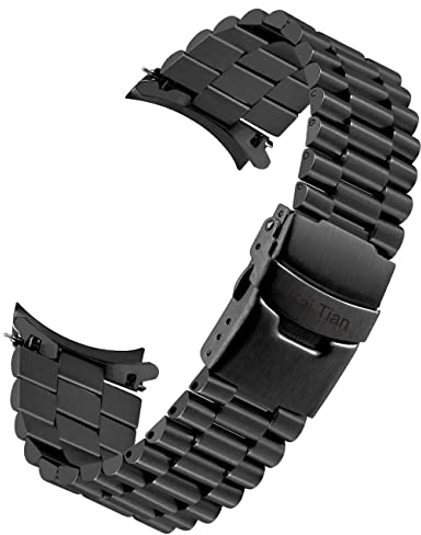 Kai Tian Konisch Armband Gebogenes Ende Uhrenarmband Metall für Herren Damen 22mm Edelstahl Solider Bereitstellungsschnalle Schwarzes