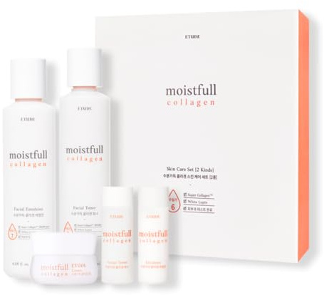 Etude Moistfull Collagen Skin Care 2-Item Special Set (21AD) | Limited Edition Super Deep Moisturizing Effect Facial Emulsion Toner | Korean Skin Care Set