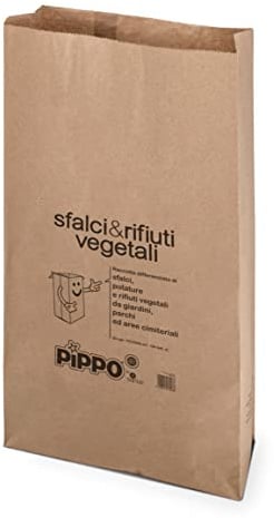 PIPPO - Sacchetti Spazzatura per Rifiuti Vegetali in Carta Riciclata, Sacchi Spazzatura e Immondizia per Raccolta Differenziata Verde, Certificati e Resistenti alla Pioggia Anche per Uso Esterno 5x80L