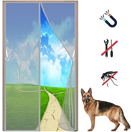 LZHBD Insektenschutz Fliegengitter Rollo Tür Insektenschutzrollo - 75x210 cm - mit Heavy Duty Mesh und Full Frame Klettverschluss - Grau