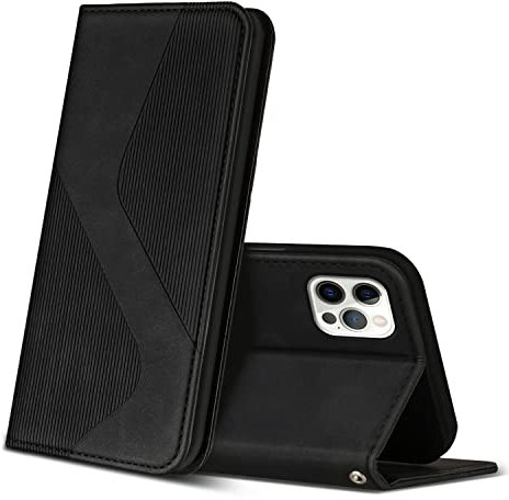 ZONNAVI Cover per iPhone 12 PRO Max, Flip Custodia Pelle PU con [Slot Cart] [Supporto Stand] [Magnetica], Cover a Libro Portafoglio per iPhone 12 PRO Max (Nero)