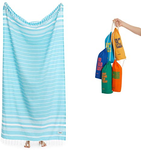 Luum® XXL Strandtuch Damen Herren Hamamtuch Saunahandtuch Handtuch Yogatuch Duschtuch Strandhandtuch Saunatuch Badetuch Pareo, großes leichtes Tuch Reisehandtuch Pestemal Turkish Towels, Türkis