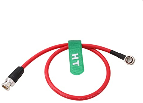 HangTon 12G SDI Raw 4K 60p Video Kabel rechtwinklig auf gerade BNC 75 ohm Koaxial abgeschirmt für Sony Alexa DSMC2 Kamera Blackmagic SmallHD Atomos Monitor (50cm, Rot)