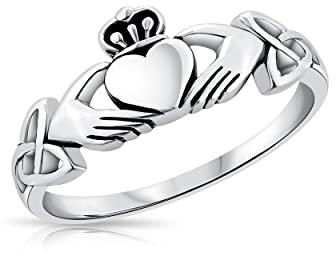 DTPsilver® 925 Sterling Silber Claddagh Ring - Liebe, Loyalität und Freundschaft - Mit keltischer Knoten