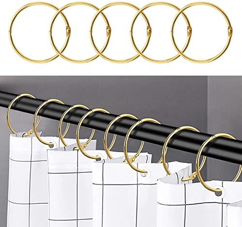24 Stück Duschvorhangringe, Duschvorhang Haken, Duschringe für Badezimmer, Rostfrei Dekorative Ringe für Duschvorhänge und Duschvorhangstangen, Vorhang Haken für Vorhänge (Gold)
